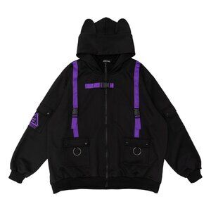 ACDC RAG - Uzurai Cyberpunk Tech Oversized Black Purple Jacket